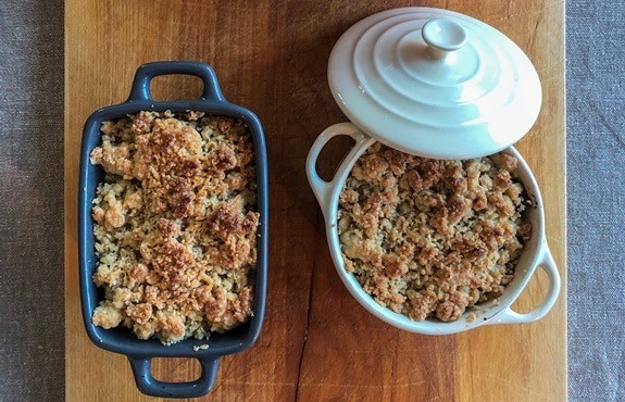 Crumble de foie gras aux pommes